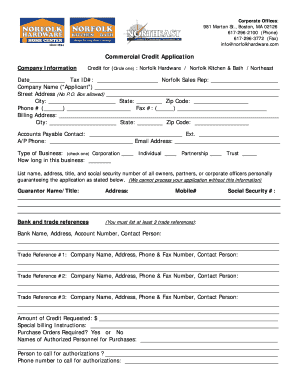 Commercial Credit Application