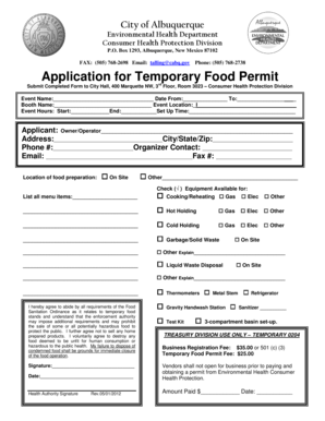 Temporary Food Permit Application