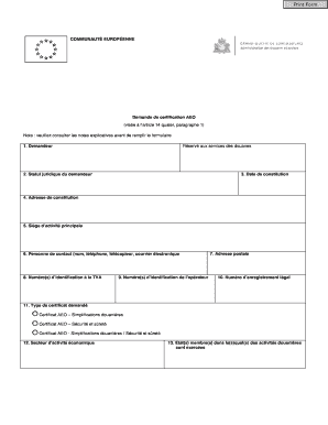 Demande de certification AEO