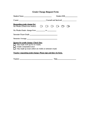 Grade Change Request Form