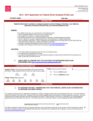 2013-2014 Federal Direct Graduate PLUS Loan Application