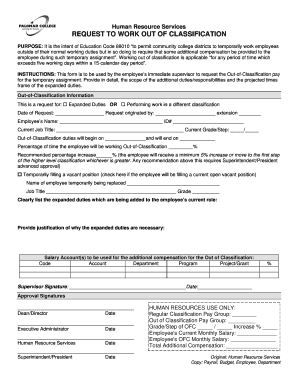 Request to Work Out of Classification