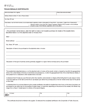 Texas Resale Certificate