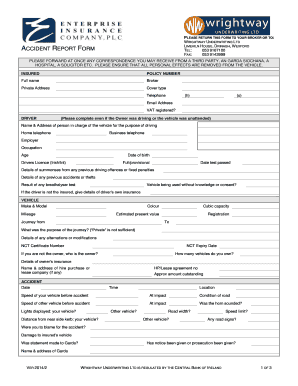 Irish Motor Accident Report Form