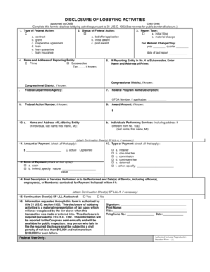 Disclosure of Lobbying Activities Form