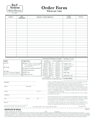 B&F System Order Form