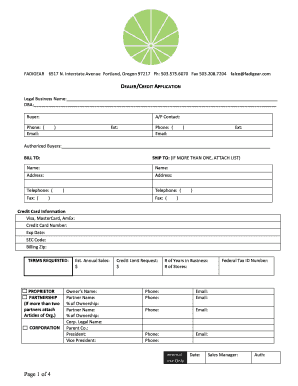 Dealer Credit Application Form