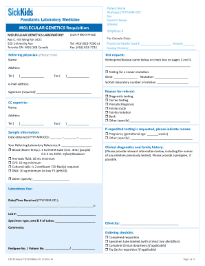 Molecular Genetics Requisition Form
