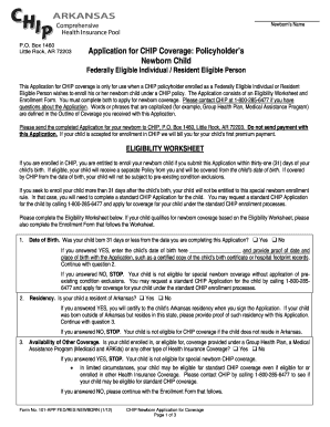 CHIP Newborn Application for Coverage