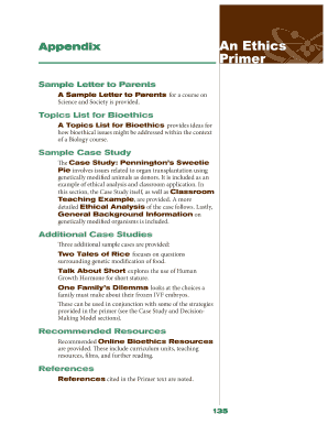 Sample Letter to Parents for Science and Society Course