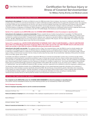 Certification for Serious Injury or Illness of Covered Servicemember