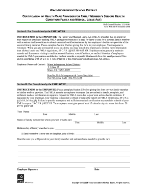 Certification Of Health Care Provider For Family Members Serious Health ...