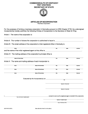 Kentucky Articles of Incorporation