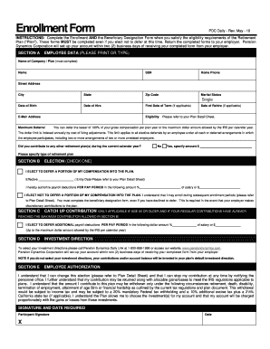 Pension Dynamics Corporation Enrollment Form