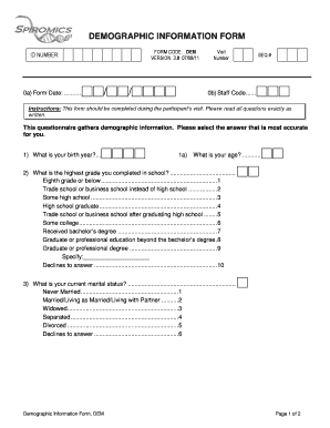 demographic information sheet