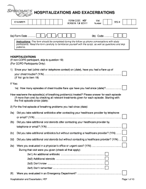 Hospitalization and Exacerbation Form