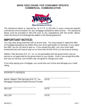 Mortgage Assistance Relief Service Disclosure