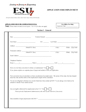 Employment Application Form
