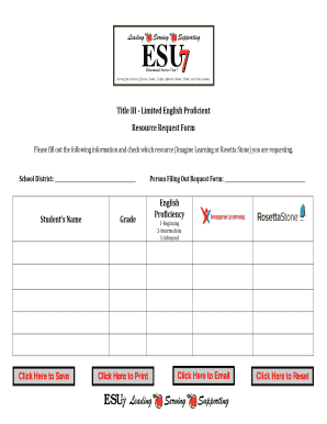 Title III Limited English Proficient Resource Request Form