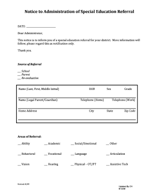 Special Education Referral Notice