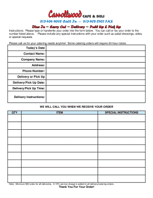 Catering Order Form
