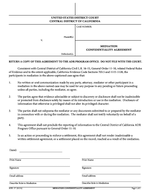 Mediation Confidentiality Agreement