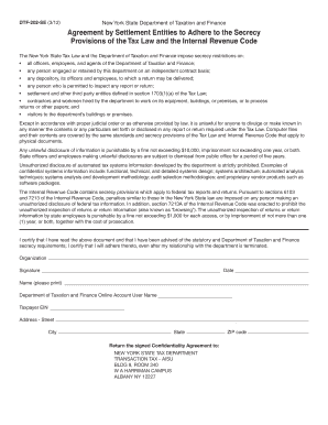 New York State Tax Secrecy Agreement