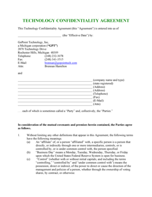 Technology Confidentiality Agreement