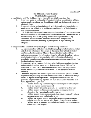 Children’s Mercy Hospital Confidentiality Agreement