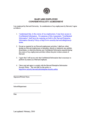 Harvard Employee Confidentiality Agreement