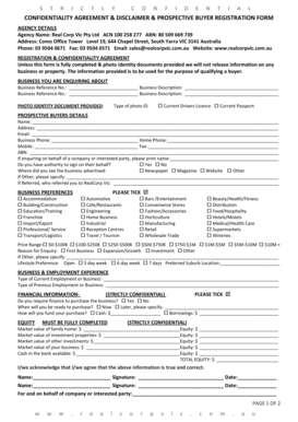 Confidentiality Agreement & Prospective Buyer Registration Form