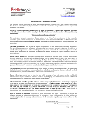 Non-Disclosure and Confidentiality Agreement