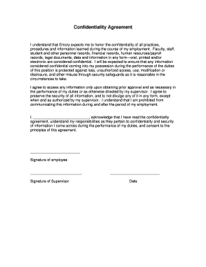 Emory Confidentiality Agreement
