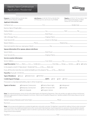 Residential Electric New Construction Application