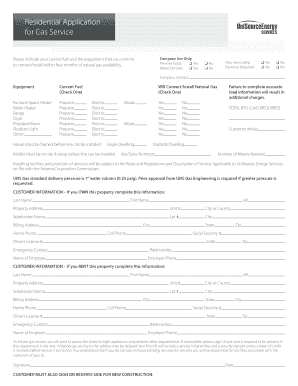 Residential Application for Gas Service