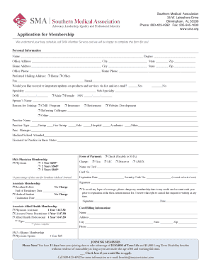 Southern Medical Association Membership Application