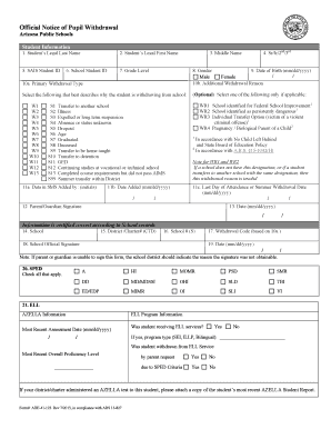 Arizona Pupil Withdrawal Form