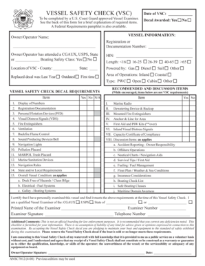 USCG Vessel Safety Check Form