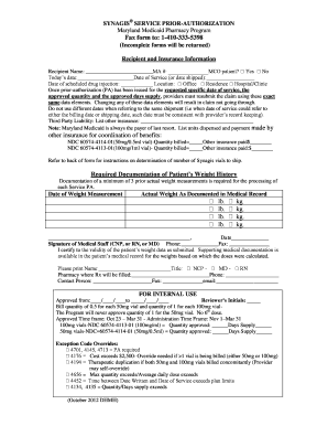 Maryland Medicaid Synagis Prior Authorization Form