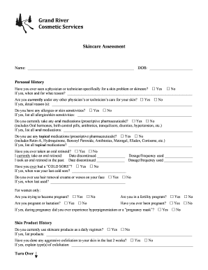 Skincare Assessment and Consent Form