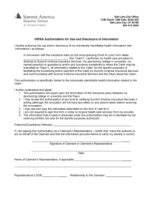 HIPAA Authorization for Use and Disclosure of Information