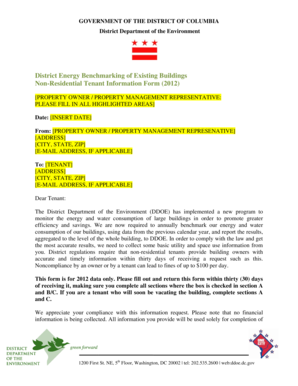 District Energy Benchmarking Non-Residential Tenant Information Form