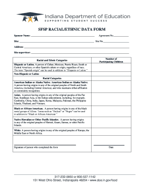 SFSP Racial/Ethnic Data Form