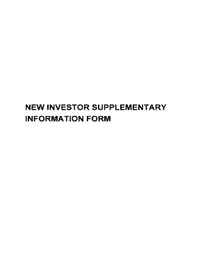 New Investor Supplementary Information Form