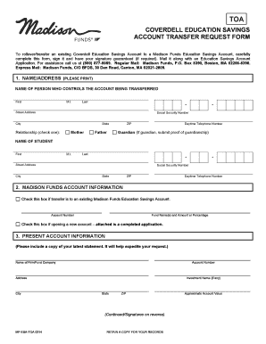 Coverdell Education Savings Account Transfer Request Form