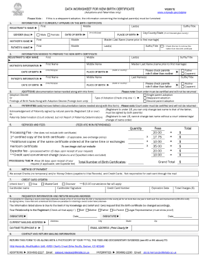 Colorado New Birth Certificate Data Worksheet