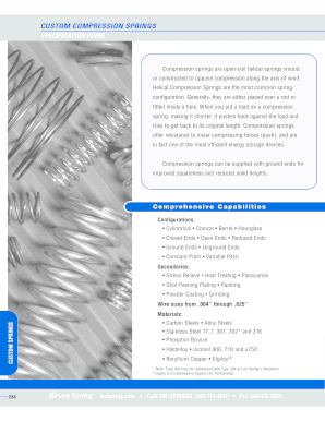 Custom Compression Springs Specification Form