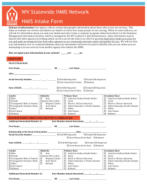 WV Statewide HMIS Network Intake Form