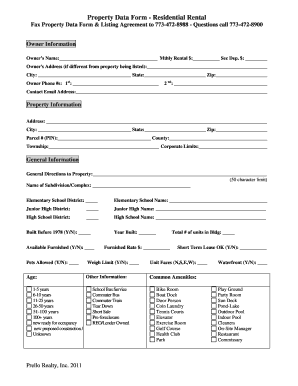 Residential Rental Property Data Form