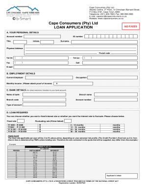 cape consumers loan application form